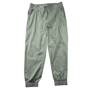 Eddie‎ Bauer Pants Womens L Stripe Track Jogger Ankle Pull On Stretch Green